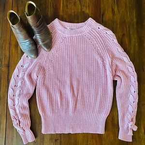 Time and Tru Sweater w/ lace up detail on arms